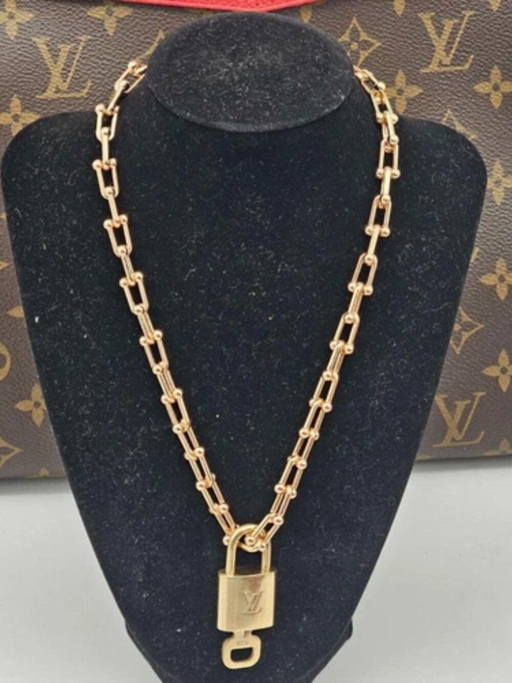 Gold-Plated Necklace with Authentic Louis Vuitton Padlock
